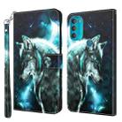 For Motorola Moto G71 5G 3D Painting Pattern TPU + PU Leather Phone Case(Wolf) - 1