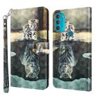 For Motorola Moto G71 5G 3D Painting Pattern TPU + PU Leather Phone Case(Cat Tiger) - 1