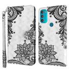 For Motorola Moto G71 5G 3D Painting Pattern TPU + PU Leather Phone Case(Diagonal Black Flower) - 1