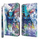 For Motorola Moto G71 5G 3D Painting Pattern TPU + PU Leather Phone Case(Watercolor Owl) - 1