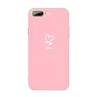 For iPhone 8 Plus / 7 Plus Love-heart Letter Pattern Colorful Frosted TPU Phone Protective Case(Pink) - 1