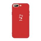 For iPhone 8 Plus / 7 Plus Love-heart Letter Pattern Colorful Frosted TPU Phone Protective Case(Red) - 1