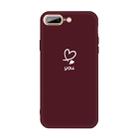 For iPhone 8 Plus / 7 Plus Love-heart Letter Pattern Colorful Frosted TPU Phone Protective Case(Wine Red) - 1