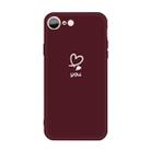 For iPhone SE 2022 / SE 2020 / 8 / 7 Love-heart Letter Pattern Colorful Frosted TPU Phone Protective Case(Wine Red) - 1