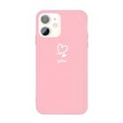 For iPhone 11 Love-heart Letter Pattern Colorful Frosted TPU Phone Protective Case(Pink) - 1