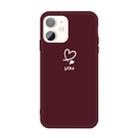 For iPhone 11 Love-heart Letter Pattern Colorful Frosted TPU Phone Protective Case(Wine Red) - 1