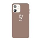 For iPhone 11 Love-heart Letter Pattern Colorful Frosted TPU Phone Protective Case(Khaki) - 1