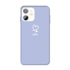 For iPhone 11 Love-heart Letter Pattern Colorful Frosted TPU Phone Protective Case(Light Purple) - 1