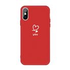 For iPhone X / XS Love-heart Letter Pattern Colorful Frosted TPU Phone Protective Case(Red) - 1
