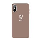 For iPhone X / XS Love-heart Letter Pattern Colorful Frosted TPU Phone Protective Case(Khaki) - 1