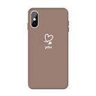 For iPhone XS Max Love-heart Letter Pattern Colorful Frosted TPU Phone Protective Case(Khaki) - 1