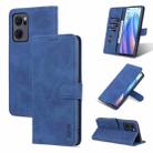 For OPPO Reno7 Global AZNS Skin Feel Calf Texture Flip Leather Phone Case(Blue) - 1