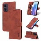 For OPPO Reno7 SE 5G AZNS Skin Feel Calf Texture Flip Leather Phone Case(Brown) - 1