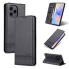 For Honor 60 SE AZNS Magnetic Calf Texture Flip Leather Phone Case(Black) - 1