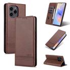 For Honor 60 SE AZNS Magnetic Calf Texture Flip Leather Phone Case(Dark Brown) - 1