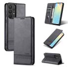For Samsung Galaxy A73 5G AZNS Magnetic Calf Texture Flip Leather Phone Case(Black) - 1