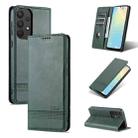 For Samsung Galaxy A73 5G AZNS Magnetic Calf Texture Flip Leather Phone Case(Dark Green) - 1