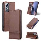For Xiaomi 12 / 12X AZNS Magnetic Calf Texture Flip Leather Phone Case(Dark Brown) - 1