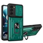 For Motorola Moto G200 5G / Edge S30 Sliding Camshield TPU+PC Phone Case with Card Slot(Dark Green) - 1