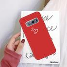 For Galaxy S10 Love Heart Pattern Frosted TPU Protective Case(Red) - 1