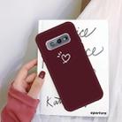 For Galaxy S10 Love Heart Pattern Frosted TPU Protective Case(Wine Red) - 1