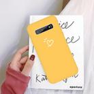 For Galaxy S10+ Love Heart Pattern Frosted TPU Protective Case(Yellow) - 1