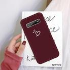 For Galaxy S10+ Love Heart Pattern Frosted TPU Protective Case(Wine Red) - 1