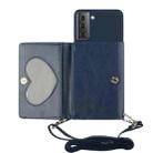 For Samsung Galaxy S22 5G Crossbody Lanyard Wallet Card Bag Phone Case(Dark Blue) - 1