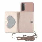 For Samsung Galaxy S22 5G Crossbody Lanyard Wallet Card Bag Phone Case(Pink) - 1