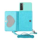 For Samsung Galaxy S22 5G Crossbody Lanyard Wallet Card Bag Phone Case(Light Blue) - 1