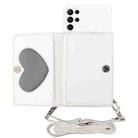 For Samsung Galaxy S22 Ultra 5G Crossbody Lanyard Wallet Card Bag Phone Case(White) - 1