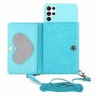 For Samsung Galaxy S22 Ultra 5G Crossbody Lanyard Wallet Card Bag Phone Case(Light Blue) - 1