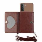 For Samsung Galaxy S22+ 5G Crossbody Lanyard Wallet Card Bag Phone Case(Coffee) - 1