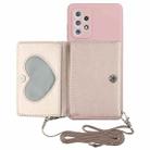 For Samsung Galaxy A73 5G Crossbody Lanyard Wallet Card Bag Phone Case(Pink) - 1