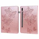 For Samsung Galaxy Tab S8 Embossed Butterfly Pattern Leather Tablet Case(Pink) - 1