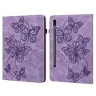 For Samsung Galaxy Tab S8 Embossed Butterfly Pattern Leather Tablet Case(Purple) - 1