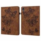 For Lenovo Legion Y700 Embossed Butterfly Pattern Leather Tablet Case(Brown) - 1