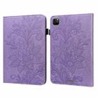 For iPad Pro 11 2022 / 2021 / Air 2020 10.9 Lace Flower Embossing Pattern Leather Tablet Case (Purple) - 1