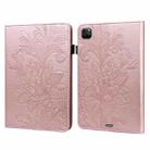 For iPad Pro 11 2022 / 2021 / Air 2020 10.9 Lace Flower Embossing Pattern Leather Tablet Case (Gold) - 1