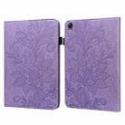 Lace Flower Embossing Pattern Leather Tablet Case For OPPO Pad(Purple) - 1