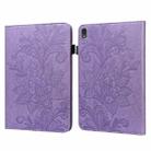 Lace Flower Embossing Pattern Leather Tablet Case For Lenovo Tab P11 Plus(Purple) - 1