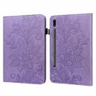 Lace Flower Embossing Pattern Leather Tablet Case For Samsung Galaxy Tab S8(Purple) - 1