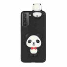 For Samsung Galaxy S22 5G Shockproof 3D Lying Cartoon TPU Phone Case(Panda with Red Bow) - 1