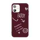 For iPhone 11 Enjoy Emoticon Heart-shape Pattern Colorful Frosted TPU Phone Protective Case(Wine Red) - 1