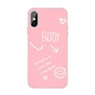 For iPhone X / XS Enjoy Emoticon Heart-shape Pattern Colorful Frosted TPU Phone Protective Case(Pink) - 1