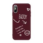 For iPhone XS / X Enjoy Emoticon Heart-shape Pattern Colorful Frosted TPU Phone Protective Case(Wine Red) - 1