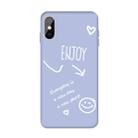 For iPhone X / XS Enjoy Emoticon Heart-shape Pattern Colorful Frosted TPU Phone Protective Case(Light Purple) - 1