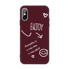 For iPhone XS Max Enjoy Emoticon Heart-shape Pattern Colorful Frosted TPU Phone Protective Case(Wine Red) - 1
