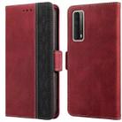 For Huawei P smart 2021 Stitching Side-Magnetic RFID Leather Phone Case(Red) - 1