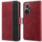 For Honor 50 Stitching Side-Magnetic RFID Leather Phone Case(Red) - 1